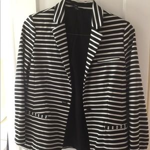 Black and white striped blazer.